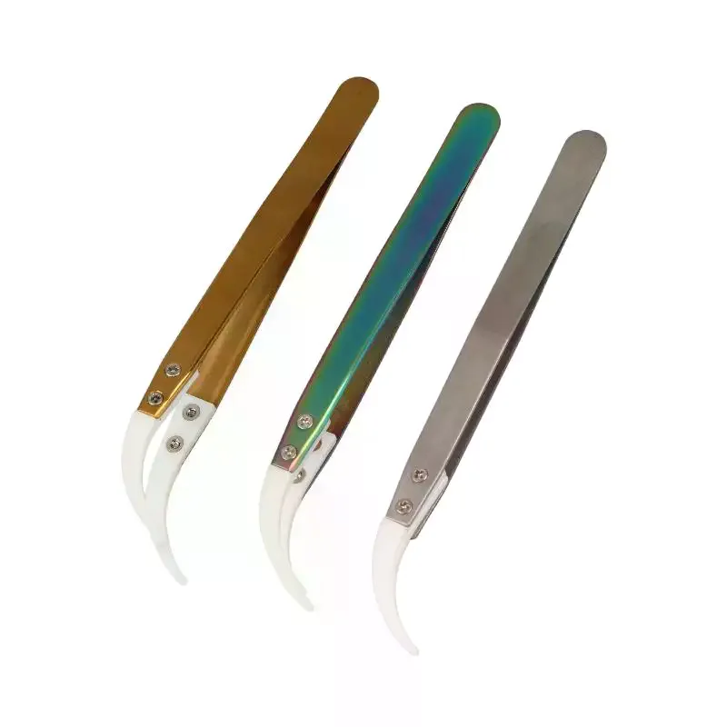 Ceramic Non-Conductive Precision Tweezers Anti-Static Pointed Curved Tips for Electronics Repair Jewelry Making DIY Work