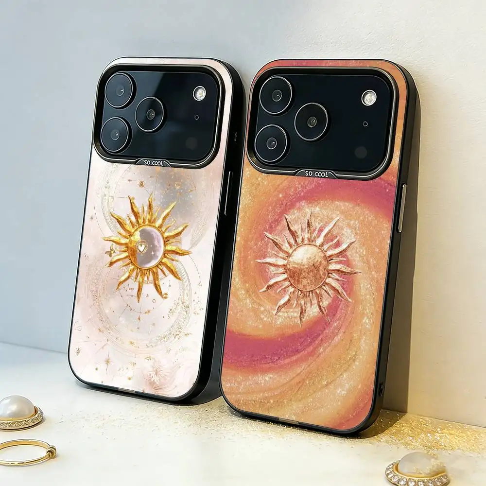 

Gilded Sun and Moon Phone Case For iPhone17,16,15,14,13,12,11,Pro,MAX White Matte Shockproof Cover