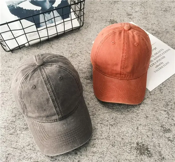Frauen Männer Baumwolle Solide Baseball Kappe Mode Snapback Hut Weibliche Outdoor Einfache Gewaschen Vintage Visier Beiläufige Kappe Hut Für Frauen Männer – Detail 9