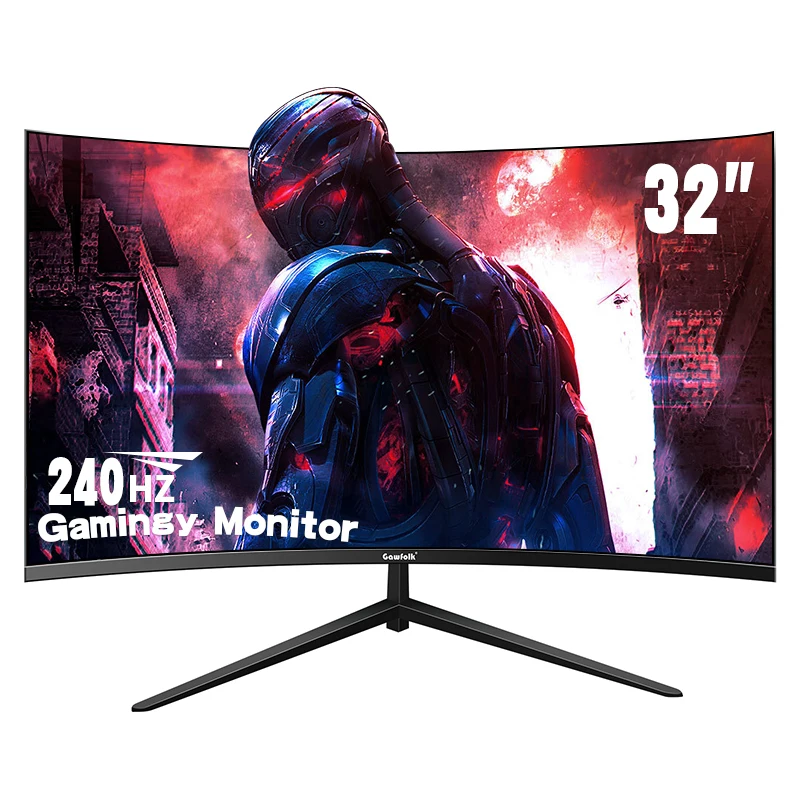 Gawfolk 32 Zoll Gaming Monitor Curved 1800R, 240Hz PC Bildschirm Full HD 1080P, Rahmenloses 1800R Gebogenes Computer Bildschirm