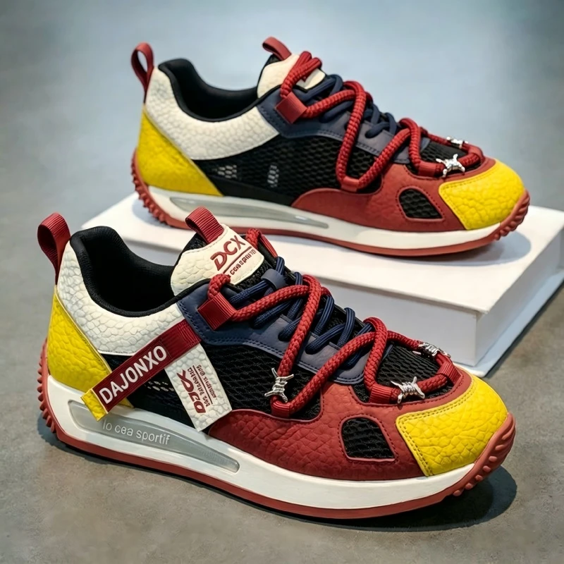 

Men's Summer Fashionable Retro Mesh Breathable Heightening Soft Bottom Casual Shoes Comfortable All-Match Outdoor Sneakers
