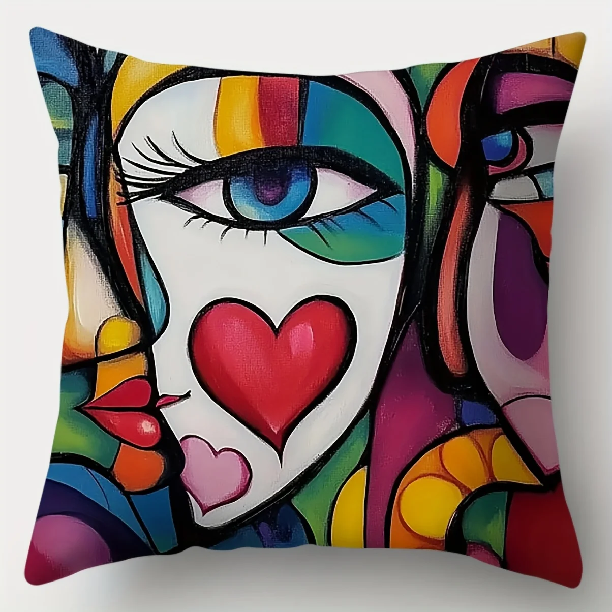 Juego  4 piezas, Fundas para cojines  sofá, Fundas  almohada con máscara colorida, Impresión a una cara, Decoración para e