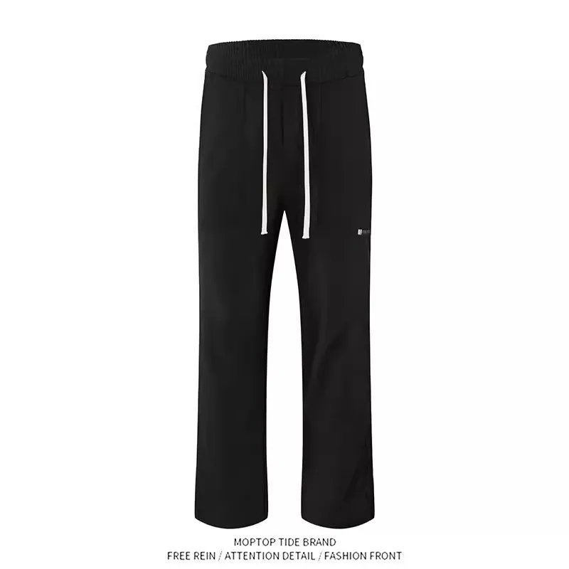 Calças Casuais Unissex de Perna Reta com Camada de Ar e Caimento Fluido para Primavera/Outono - Jeans Simples de Perna Larga ...