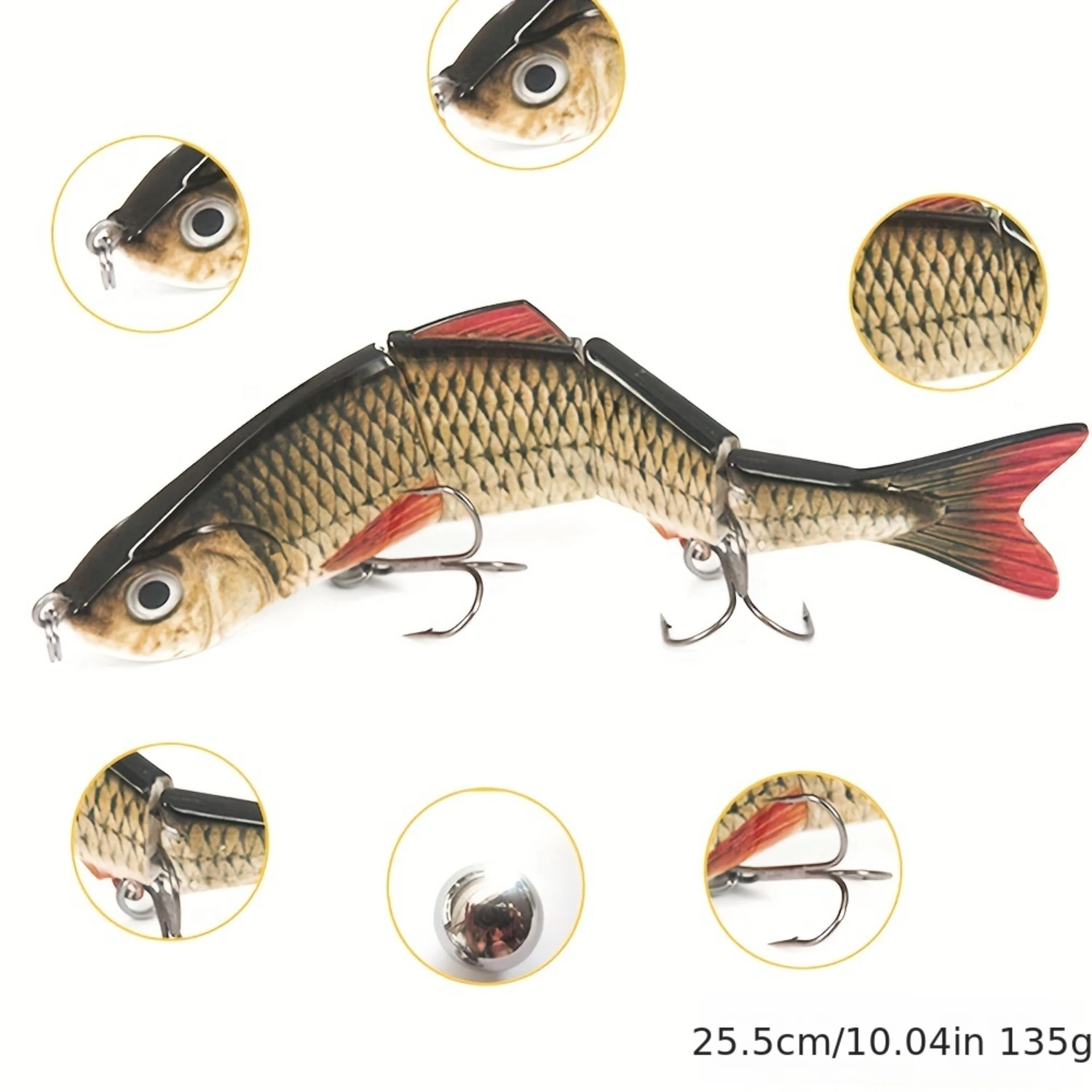 1 szt. 4-segmentowy tonący wobler Swimbait - 25 cm / 9,84 cala, 135 g - idealny dla dużych ryb!