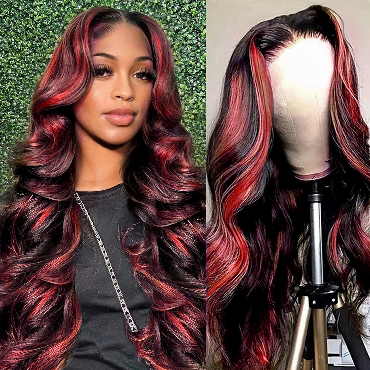 1B/99J Highlight 5x5 Hd Lace Closure Body Wave Wig Human Hair 180 High Density Burgundy Red Colored Glueless Wig Ready To Wear