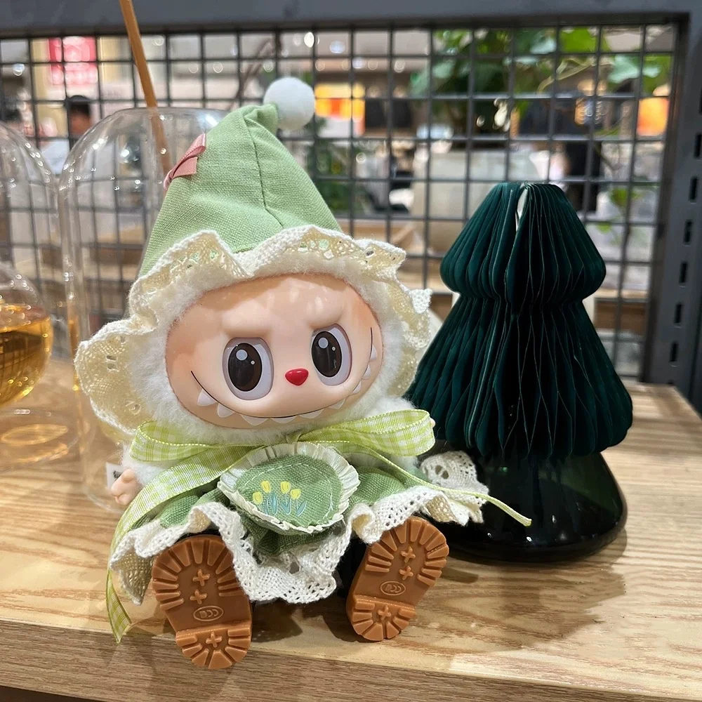 

For 17cm Labubu Elf Clothes Set Labubu Doll Clothes Macaron Labubu Doll Skirt Cos Gift Doll Accessories