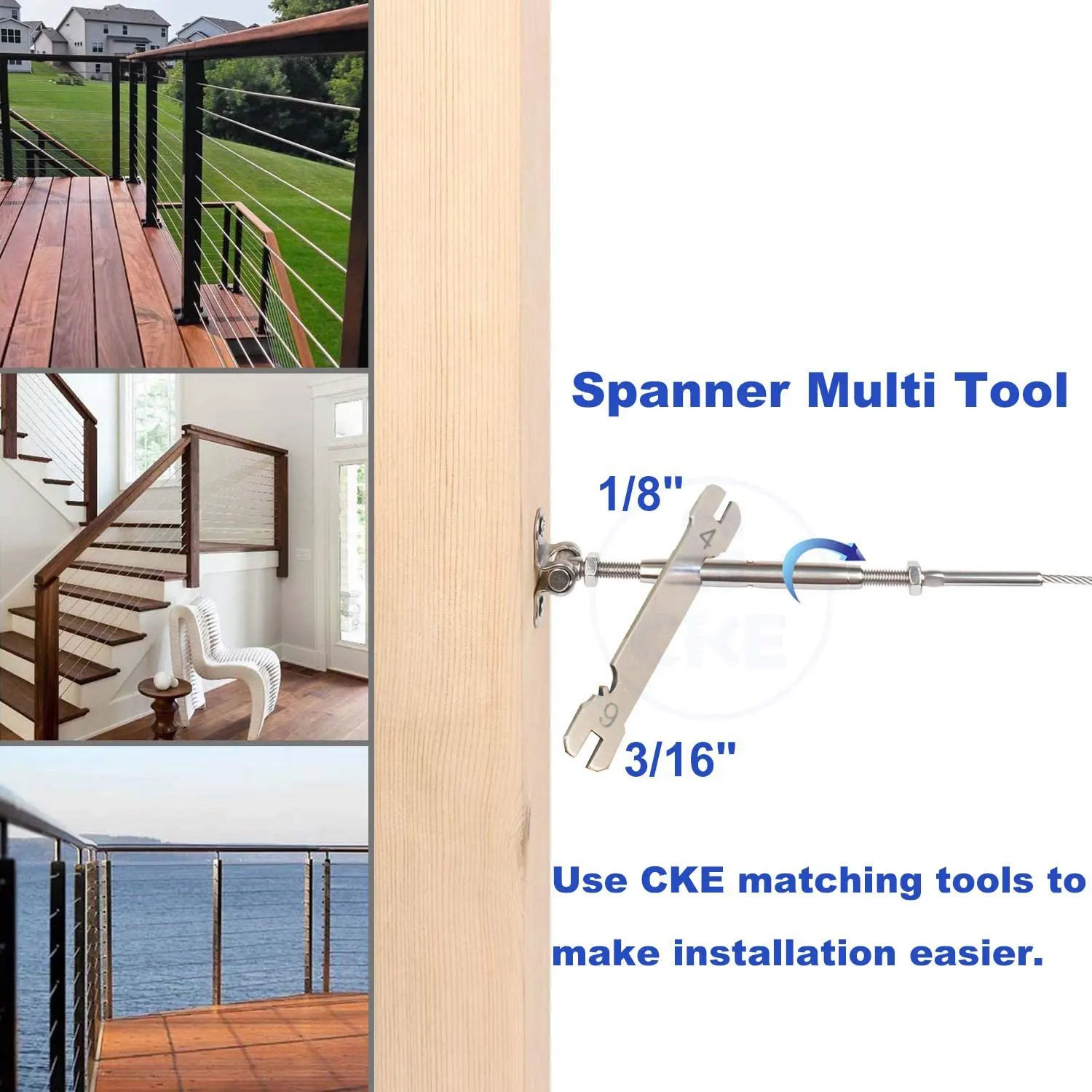 

12 Pack T316 Stainless Steel Cable Railing Kits Fit 1/8Inch Stainless Steel Wire Rope Cable For Cable Railing Systems-AA25