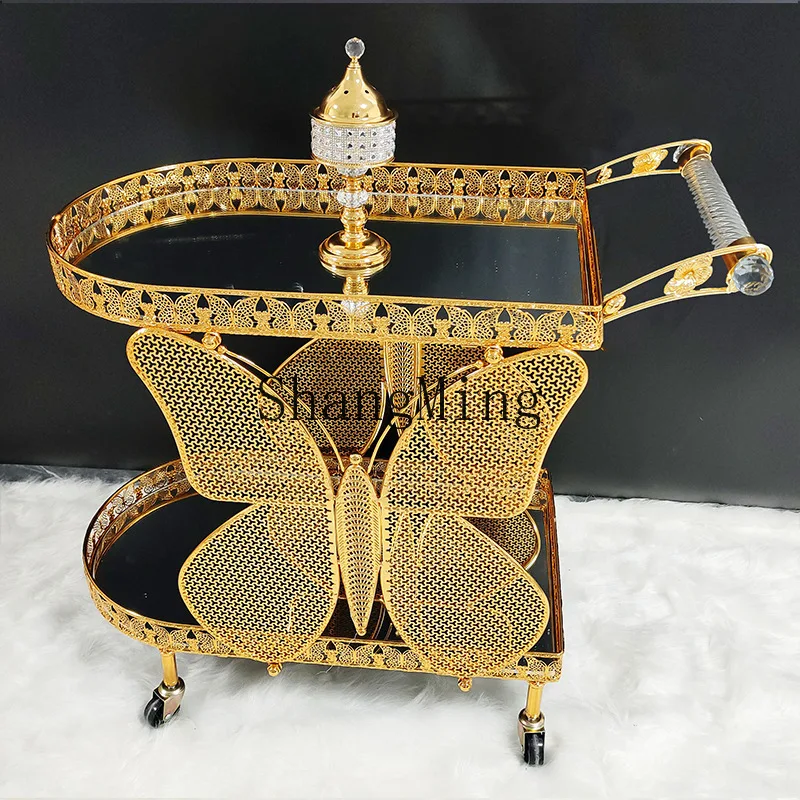 SM Middle East teapot mobile trolley high-end storage hotel wine cart gold multi-layer wrought iron dining car