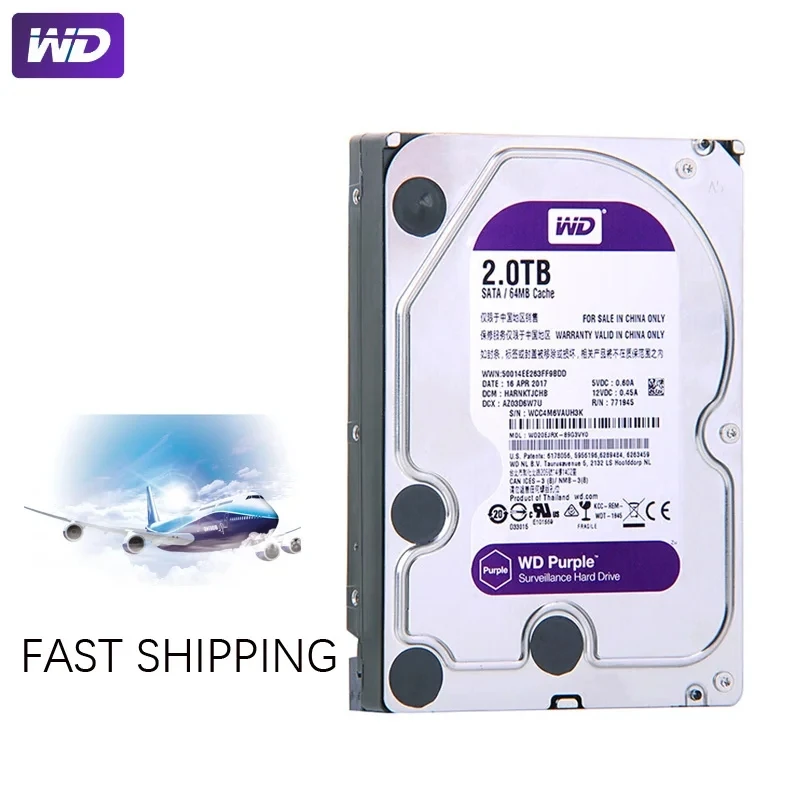 Western Digital WD Purple HDD 1TB 2TB 3TB 4TB SATA 6.0Gb/s 3.5