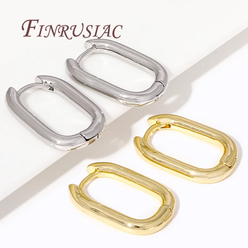 Trendy U Shape Earrings 18K Gold Plated Geometric Hoop Earring Piercing Earring For Women Jewelry Accessories Ladies Party Gifts image 3