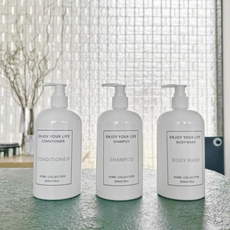Dispensadores vazios para banheiro, 500ml, shampoo e condicionador, garrafas recarregáveis, tipo prensa de loção, acessório de banheiro