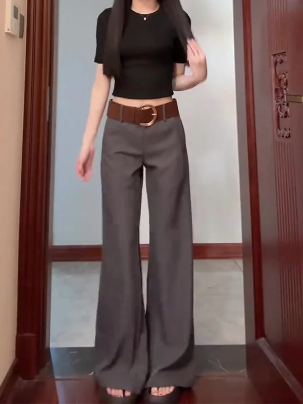 

Ay Высококачественные облегающие костюмные брюки, женские весенние 2023, новые драпированные широкие брюки длиной до пола, длинные брюки с высокой талией...