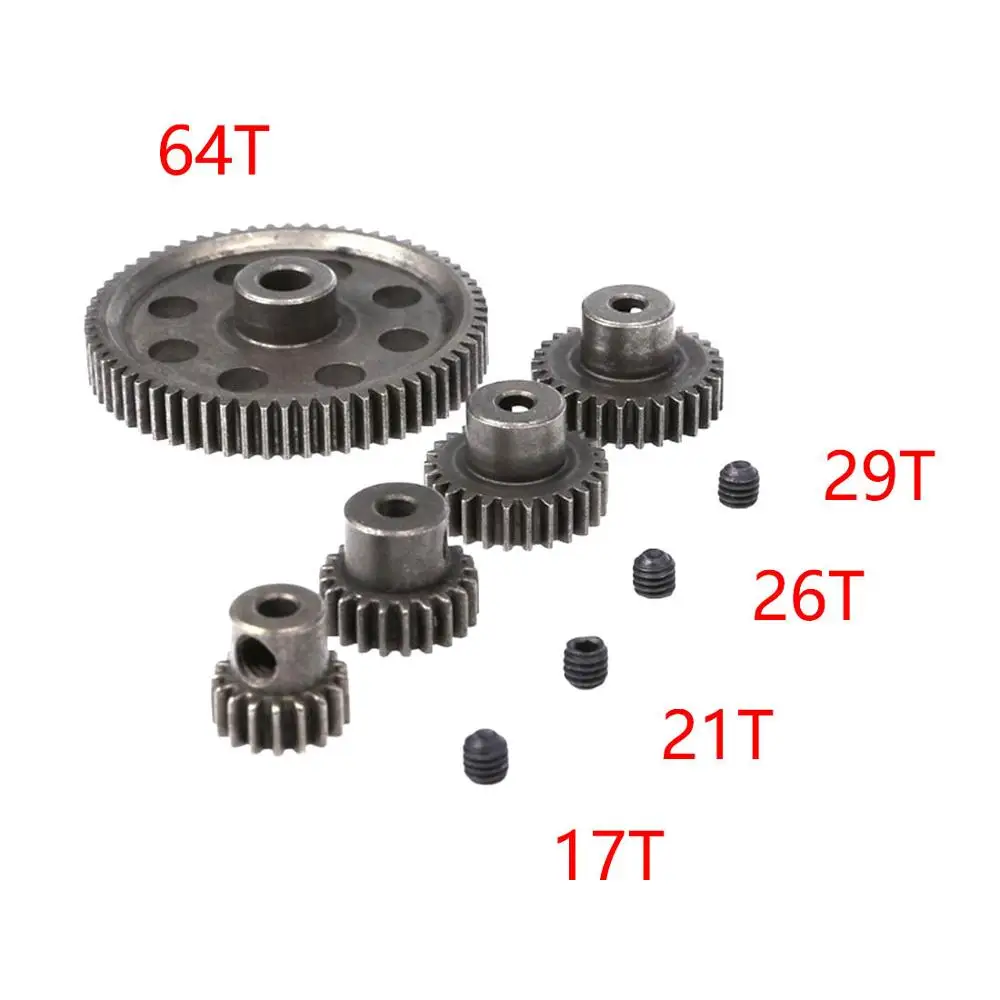 11184 Metal Diff Main Gear 64T 11181 Motor Pinion Gears 17T 21T 26T 29T for Truck 1/10 RC Parts HSP  Himoto Amax Redcat 94111