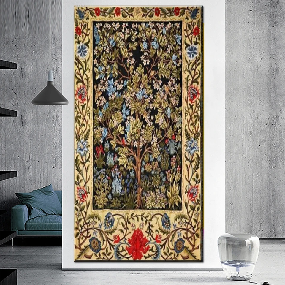 Tree of Life William Morris Large diamond Painting Flowers Mosaic Puzzle DIY Cross Stitch Kits Rhinestones Picture Home Decor