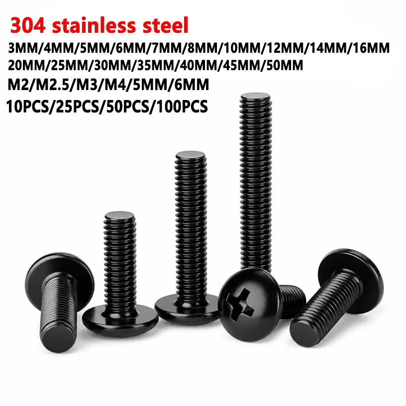 Stainless Steel Hex Socket Screws Pack of 10/25/50/100 Ultra-Thin Flat-Head Screws M2 M2.5 M3 M4 M5 M6 with Cross-Recessed Heads