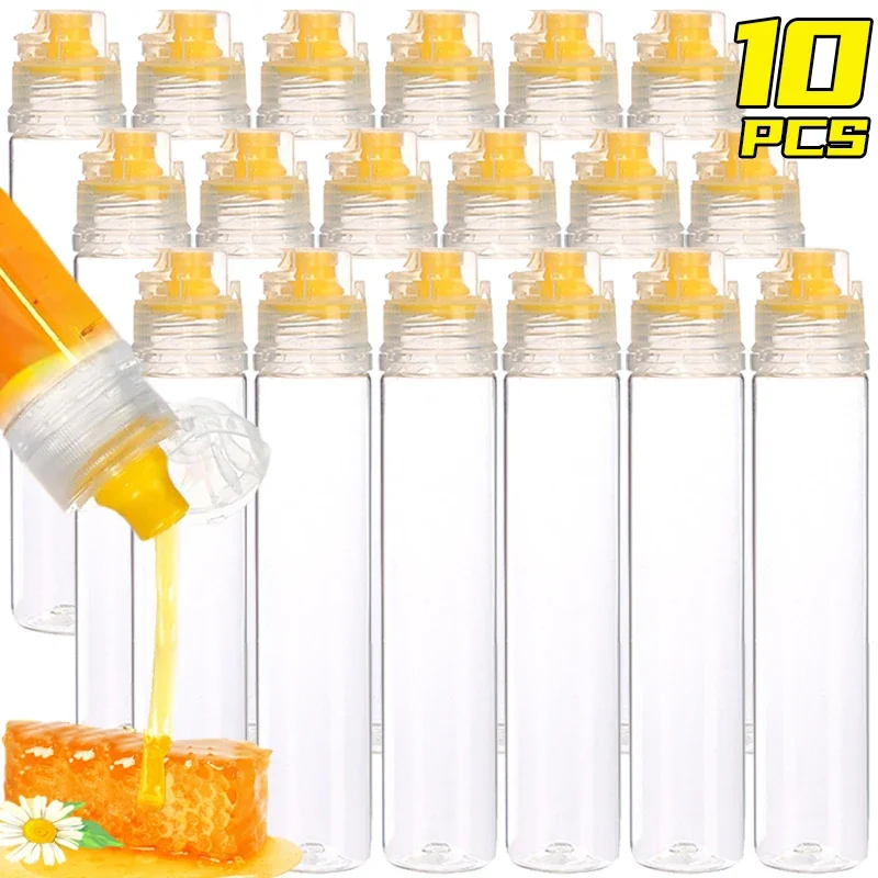 

1/10PCS Honey Squeeze Bottles 90ml Transparent Salad Ketchup Dispensers Portable Kitchen Picnic BBQ Seasoning Storage Containers