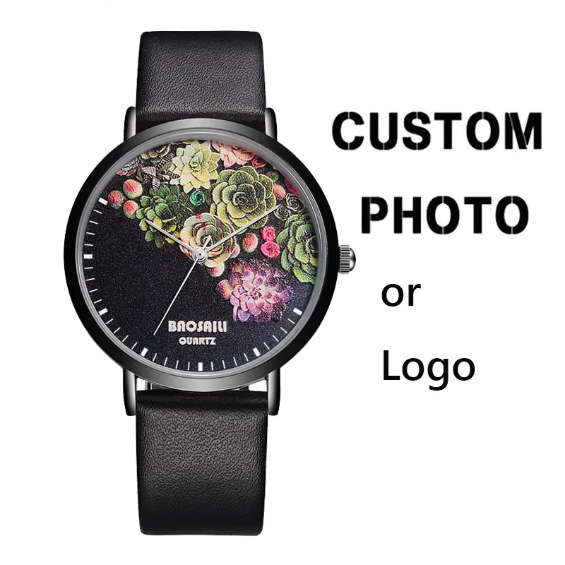 

Женские водонепроницаемые часы с ремешком из полиуретана, черный корпус, наручные часы с возможностью нанесения логотипа, повседневный модный аксессуар для ежедневного использования