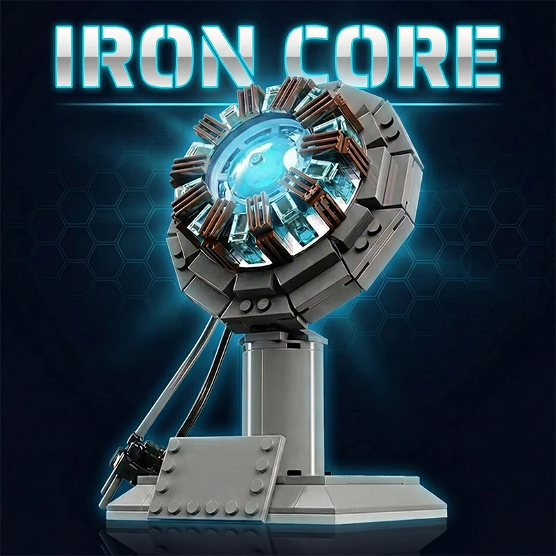 Superheroes MOC Building Blocks Sets Iron Core Reaction Furnace Creative Bricks Building Toys for Adult Gifts Room Decoration