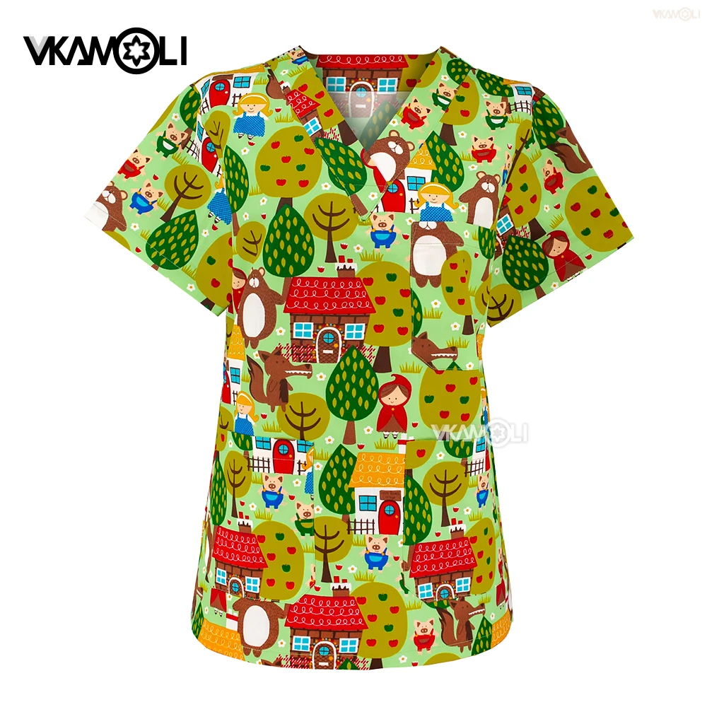 Uitverkoop scrubshirt Verpleegster Medisch Uniform Operatiekamer Werk scrubtops