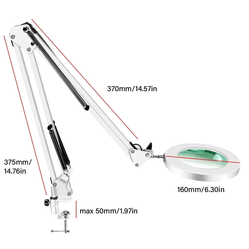 Vergrößerungsglas mit 72 LEDs, 10-fache Vergrößerung, USB, 3 Farben LED-Beleuchtung, NEU für Lötkolben-Reparatur/Tischlampe/Hautpflege – Detail 12