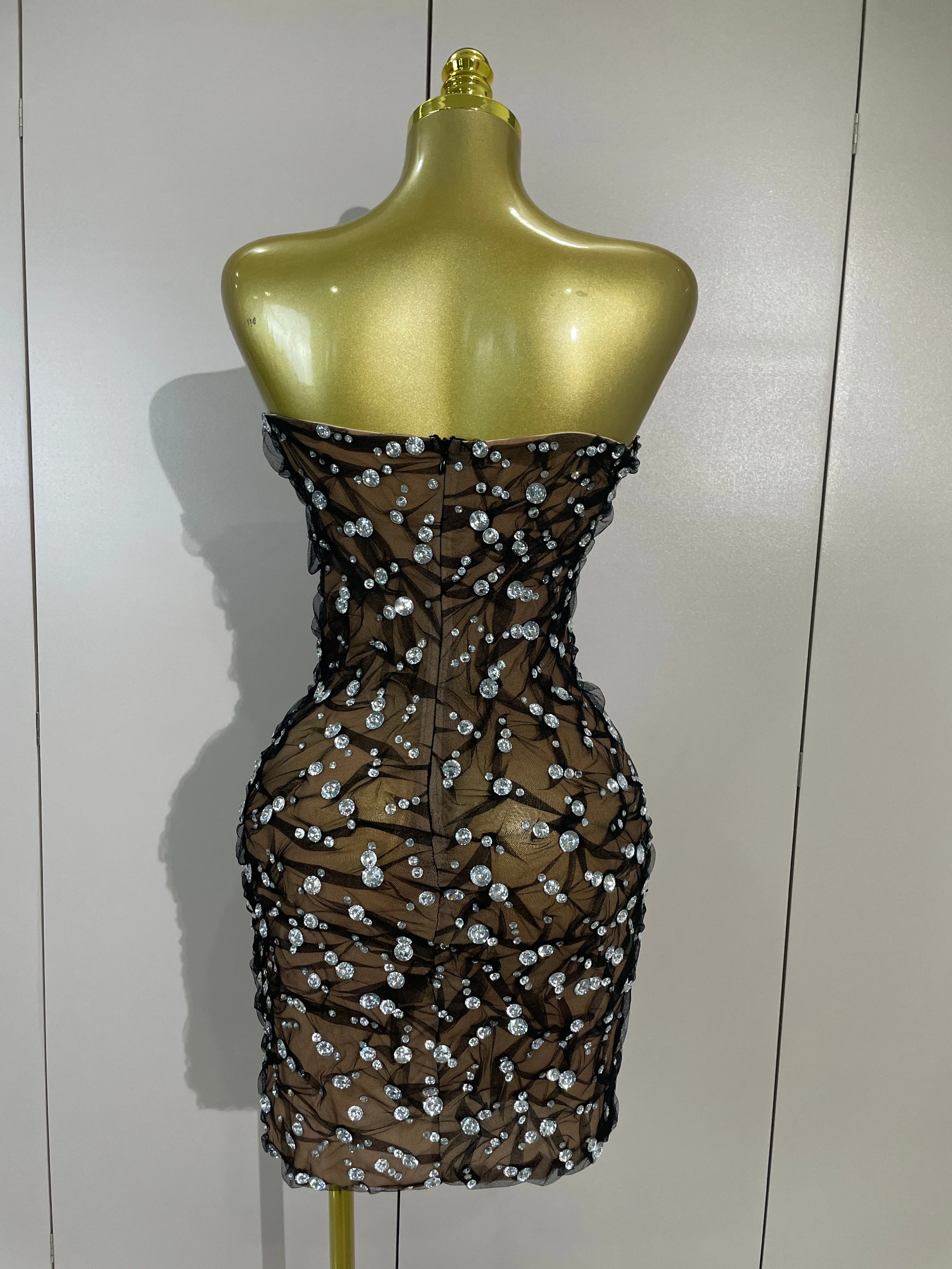 فستان نسائي قصير مثير بدون أكت - مراجعة Sparkly Rhinestone Club Party Dress وسعره