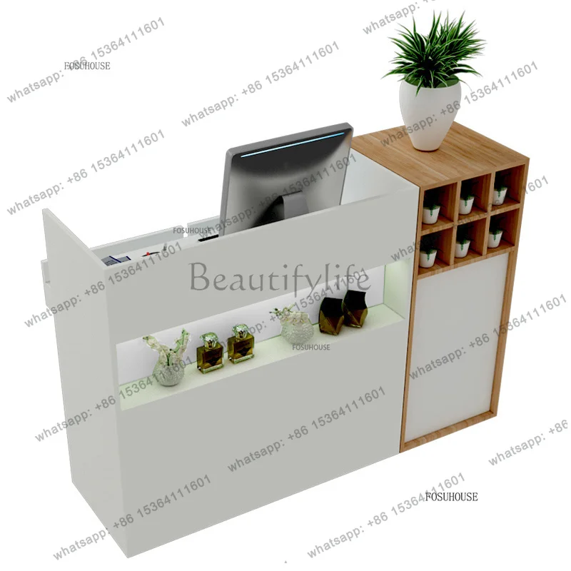 

Modern Simple Wood Small Cashier Desk Nordic Furniture Bar Table Counter Clothing Store Front Desk Beauty Salon Reception Desk N
