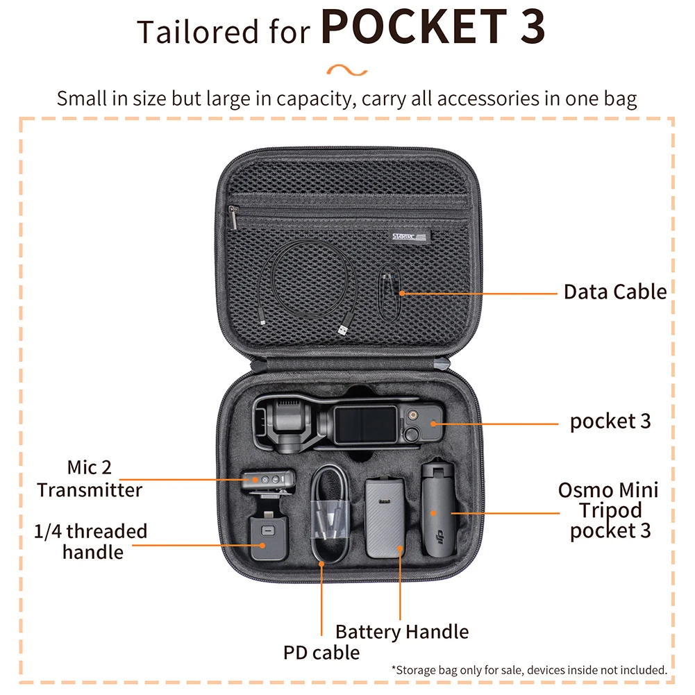 Portable Storage Bag Anti-Scratch Camera Protective Case Handheld Camera Travel Box Compatible For DJI OSMO Pocket 3 Accessories