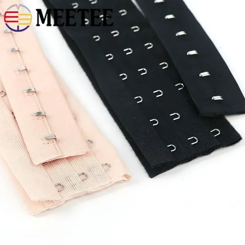 1/2Yards Meetee 3 Rows Bra Extender Underwear Adjust Hook and Eye Corset Extension Strap Ribbon Tape DIY Decor Sewing Accessory