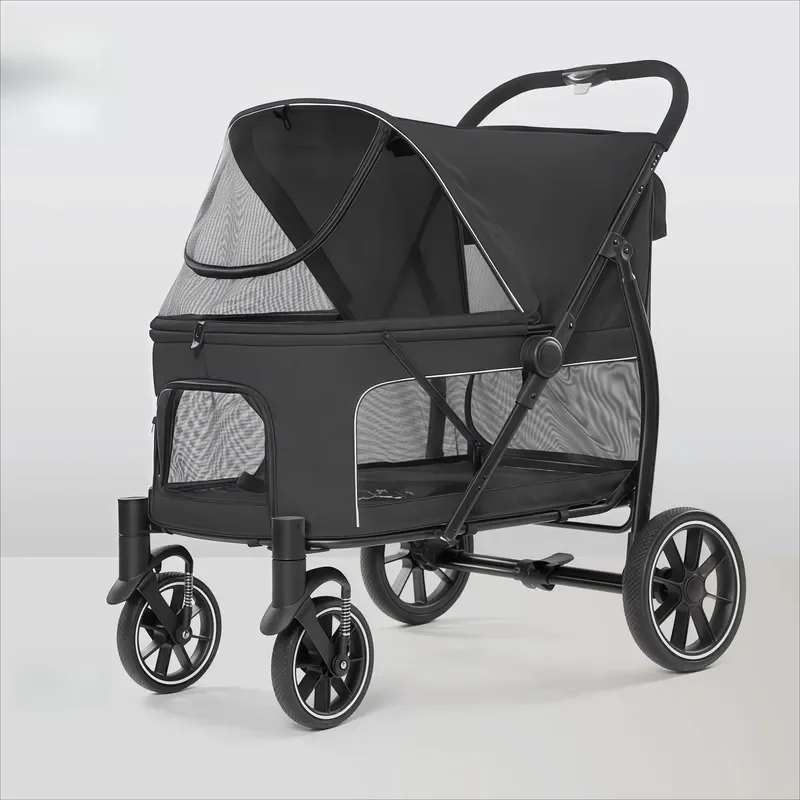 Extra-large Foldable Multi-Pet Stroller for Cats and Dogs Pet Cart for Outdoor Use Model PC410