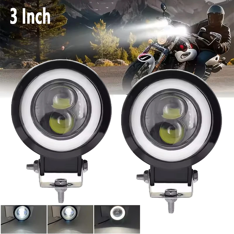 

3 Inch DRL Round LED Work Light Spot Light With White Halo Ring Angel Eyes Light For Trucks ATV SUV Motorcycle Offroad Fog Lamps