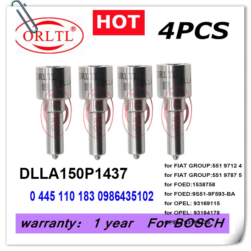 

DLLA150P1437 (0433171889) DLLA 150 P 1437 (0 433 171 889) For FOED OPEL FIAT 044511018 0445110316 0445110183 Fuel Nozzle 4pc