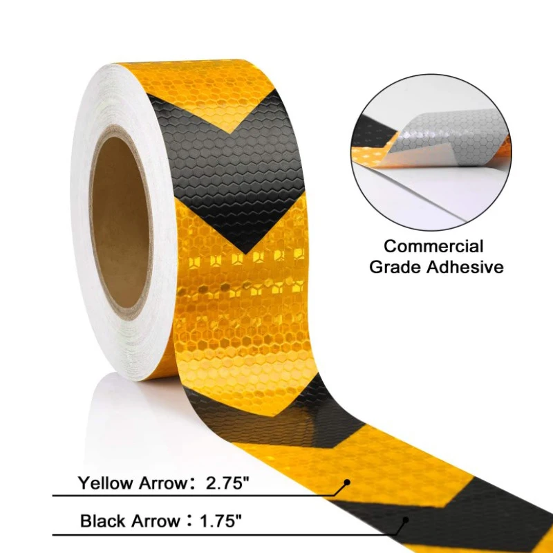 5cmx25m/Roll Self-Adhesive Arrow Waterproof High-Strength Car Reflective Tapes For Trailers