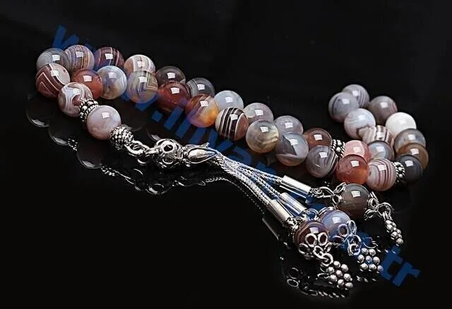 IQRAH Agate Stone Rosary (925 SETTING SILVER 8mm)