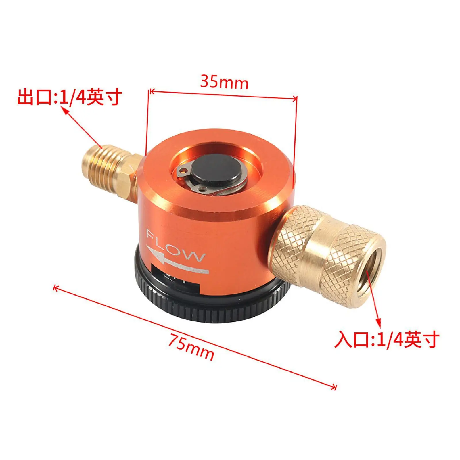 Purging Tool, Regulator,up to 200 PSI 1/4" Fitting Adjustable Purge Tool Orange