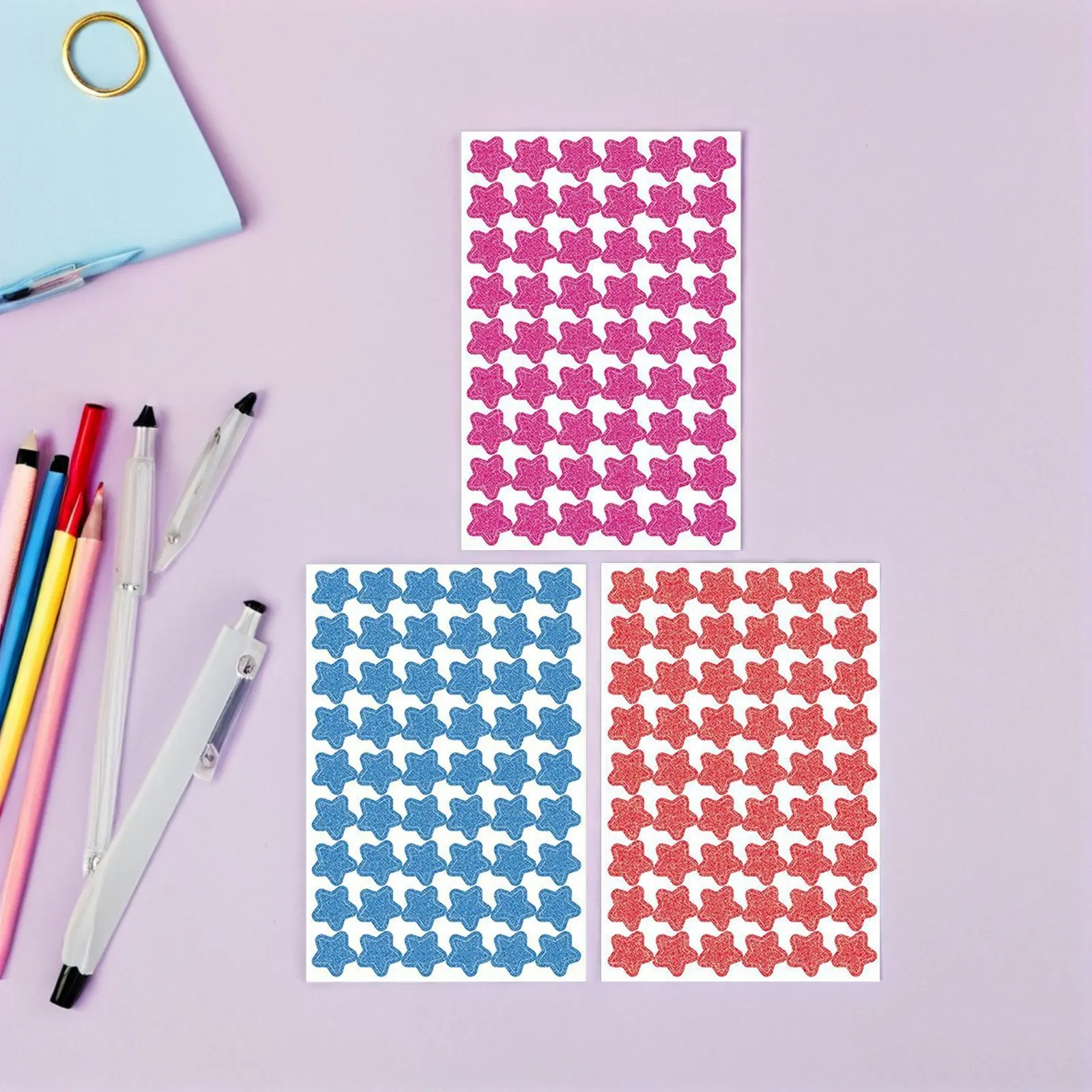 

6 Sheets Soft Yet Eye-Catching Glitter Star Stickers Small Reward Stickers for Kids Time Management Charts Creative DIY