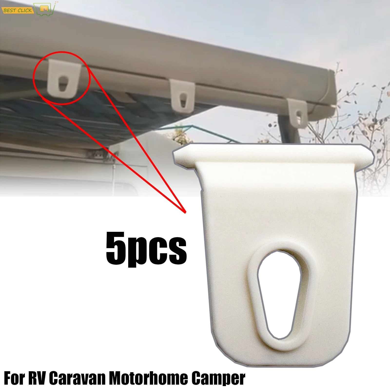 5Pcs White Awning Hook Easy to Install Shoes Cap Hanger Organizer Rack Hook For RV Caravan Camper Outdoor Travel Dry Clothes