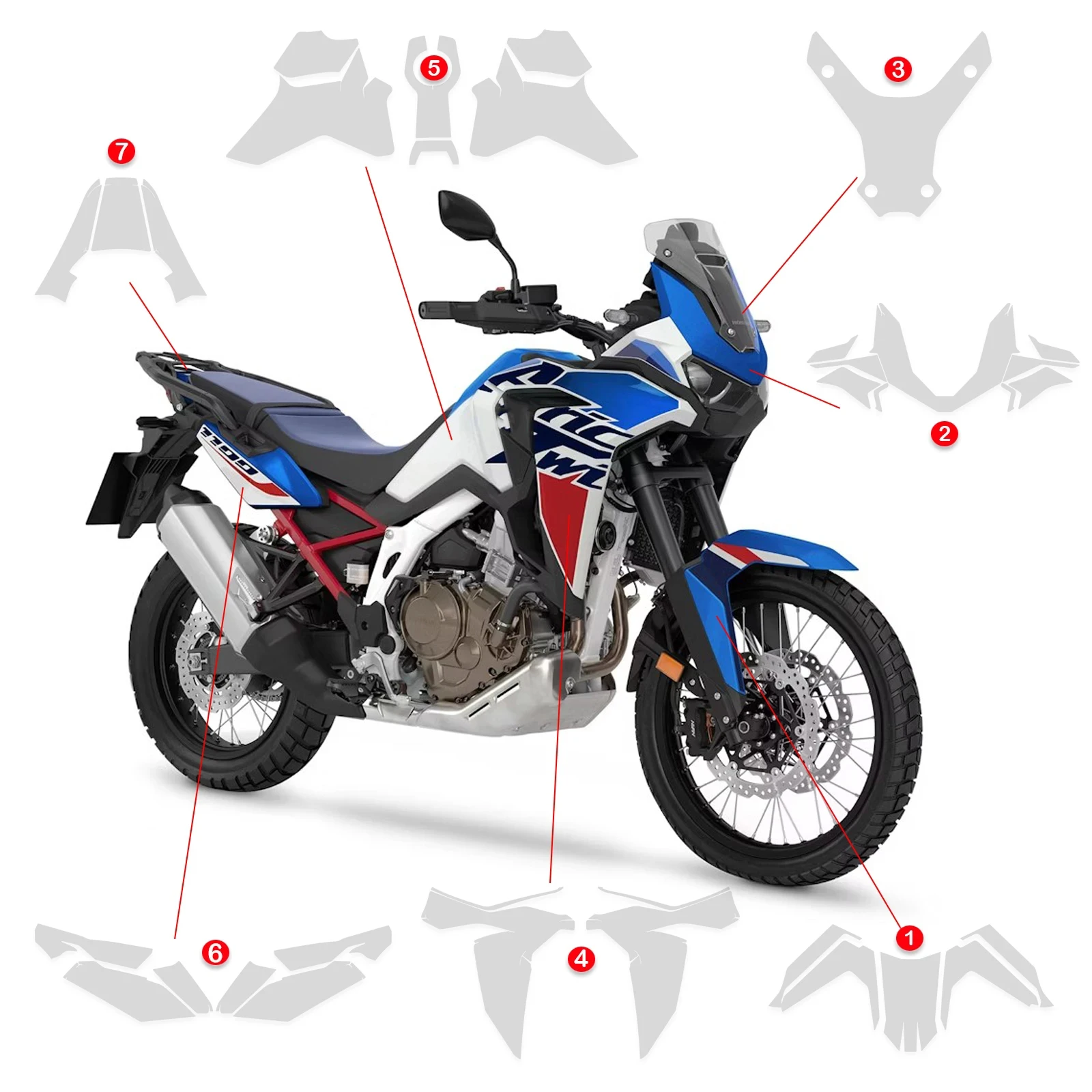 

For HONDA CRF 1100L Motorcycle PPF AFRICA TWIN 2020-2023 TPU Paint Protection Film Anti-scratch Fairing Protection 2020-2023