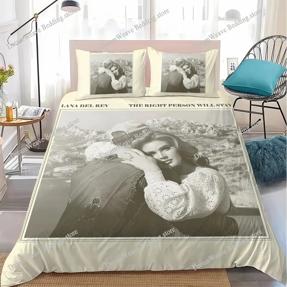 Singer L-Lana Del-Rey Duvet Cover Set Home Style Bedding Soft Laundry Cotton Bed Student Dormitory Gift