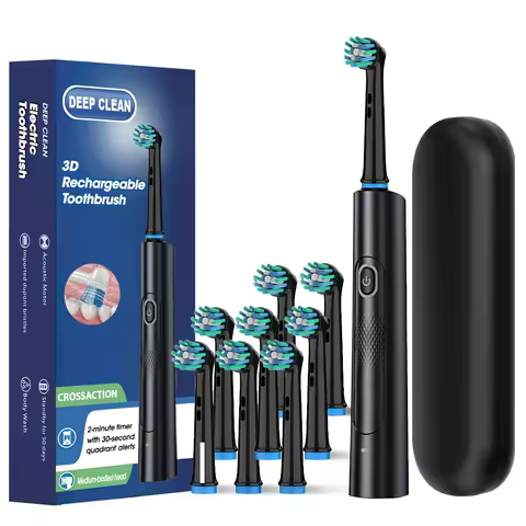 XBH IPX7 Rechargeable Sonic Rotary Electric Toothbrush Oral Teeth Care for Adults with 3 Oral Care Brushing Modes 4 Brush Heads