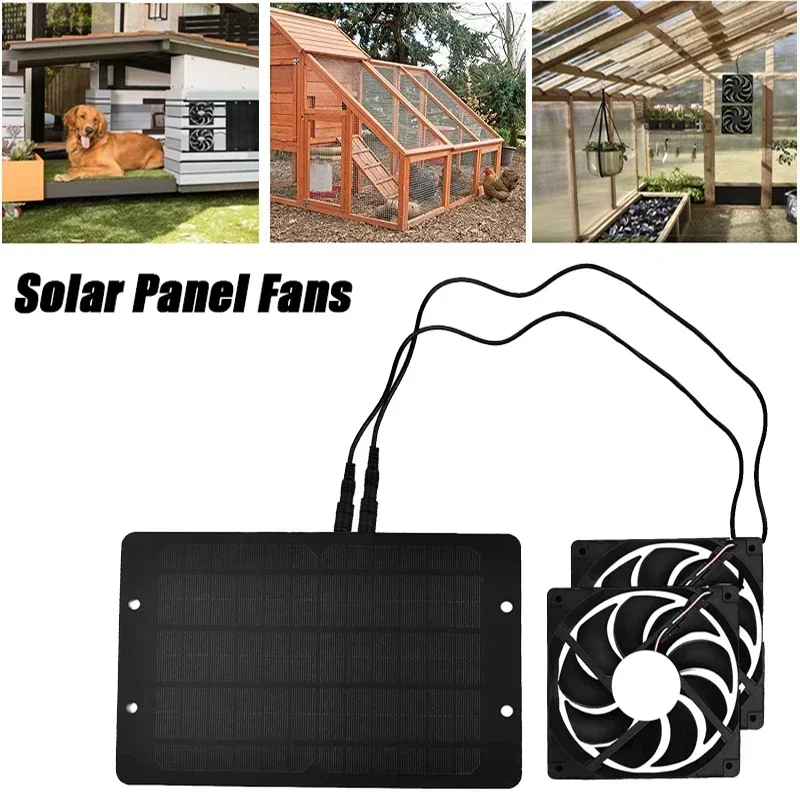 10W Mini Ventilator Solar Panel Powered Fan 12V Solar Fan Exhaust Air Extractor for Dog Chicken House Greenhouse RV