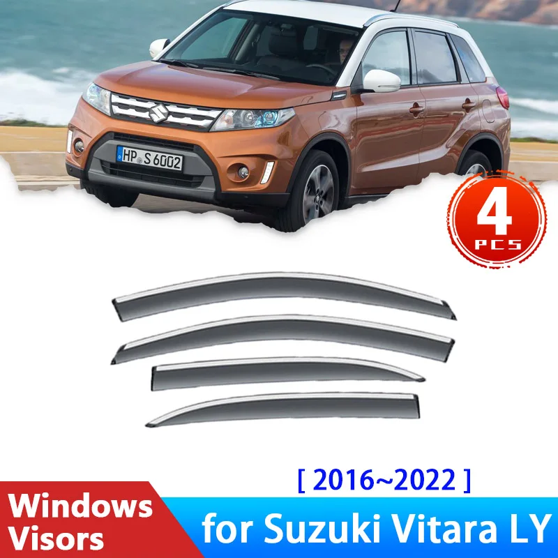 

Car Side Windows Visors for Suzuki Vitara Accessories 2016~2022 LY Escudo Deflectors Rain Eyebrow Guards Sun Visor Smoke Sticker