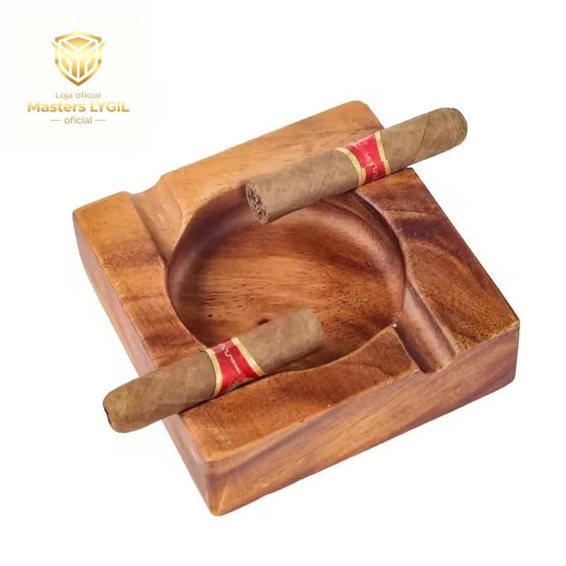 New Wood Cigar Ashtray Square Ash tray Living Room 4 Slot Cigarette Ashtray Cigar Holder Ashtray