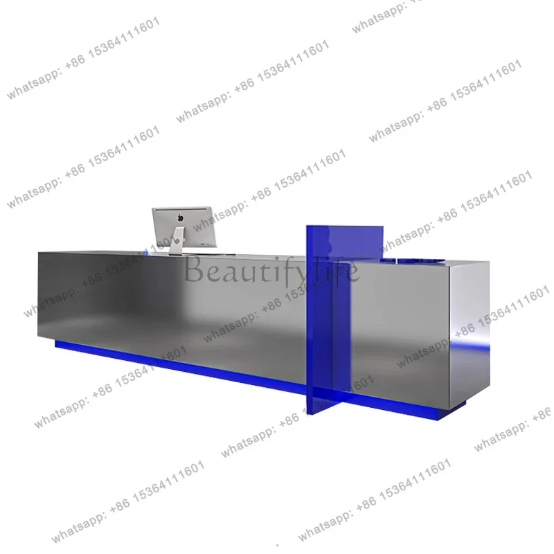 Factory Direct Sales Nordic Creative Reception Desk Modern Simple Gym Dance Studio Stainless Steel Cashier Desk Commercial Offic