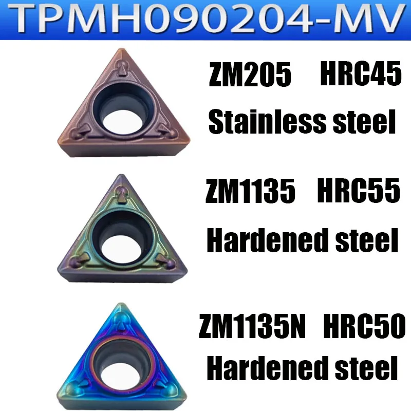 

HRC45-55 TPMH090204-MV TPMH 090204 indexable CNC Carbide Turning Inserts For Stainless steel / Hardened steel