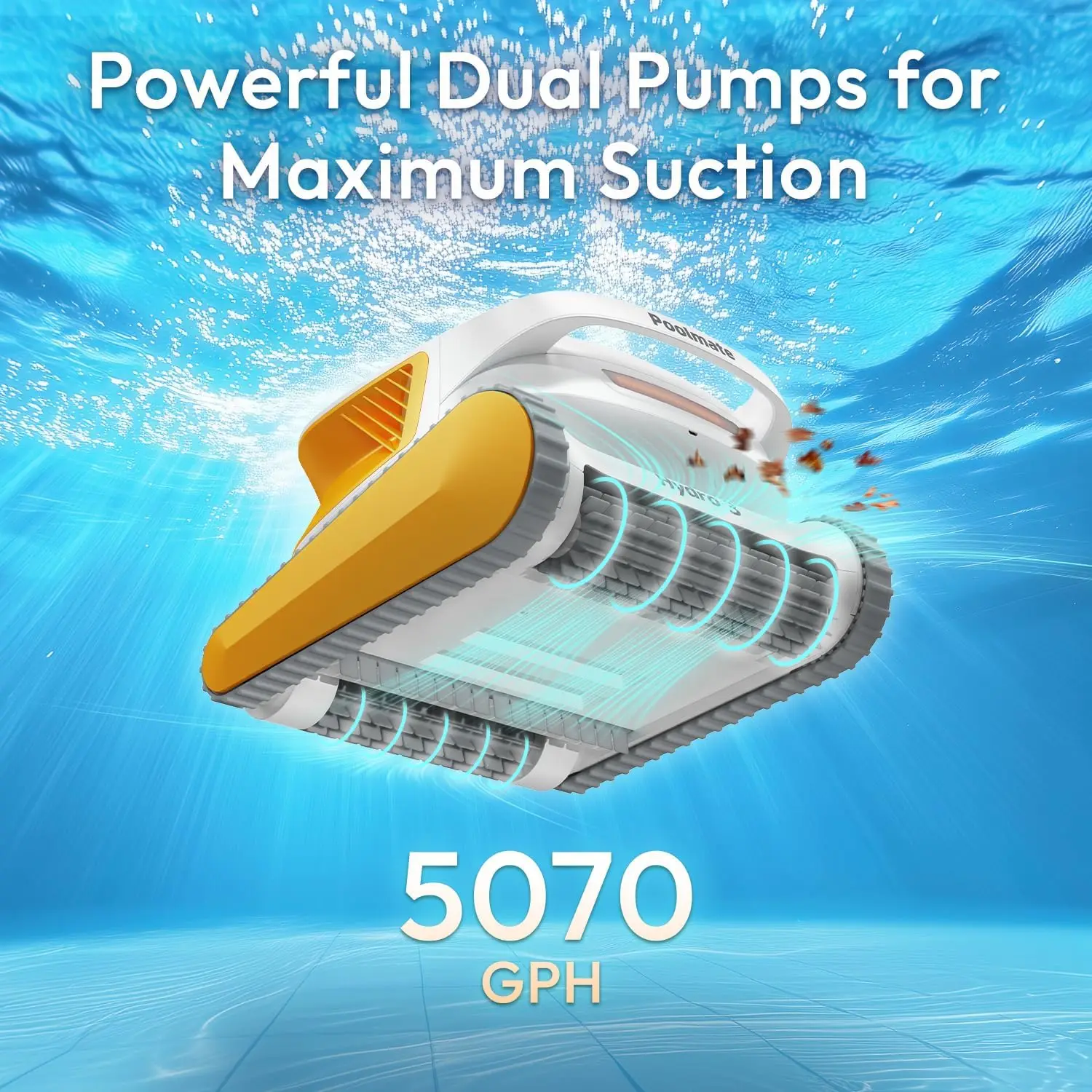 Cordless Robotic Pool Cleaner, Automatic Pool Vacuum for Inground and Above Ground Pools, Lasts 200 Mins, Floor/Wall/Waterline C