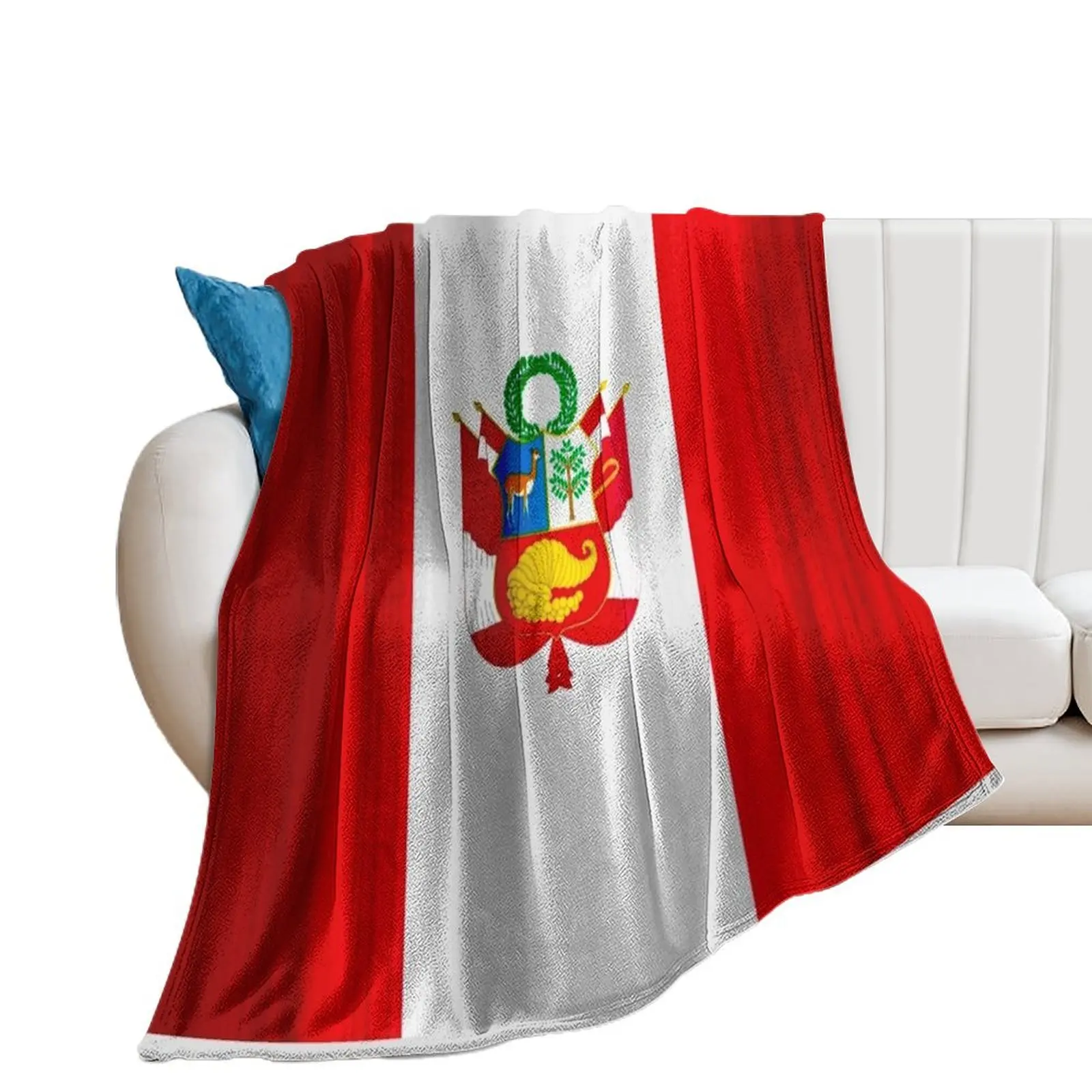 

Peruvian Flag Throw Blanket Decorative Beds Extra Large Throw Plush Camping Blankets