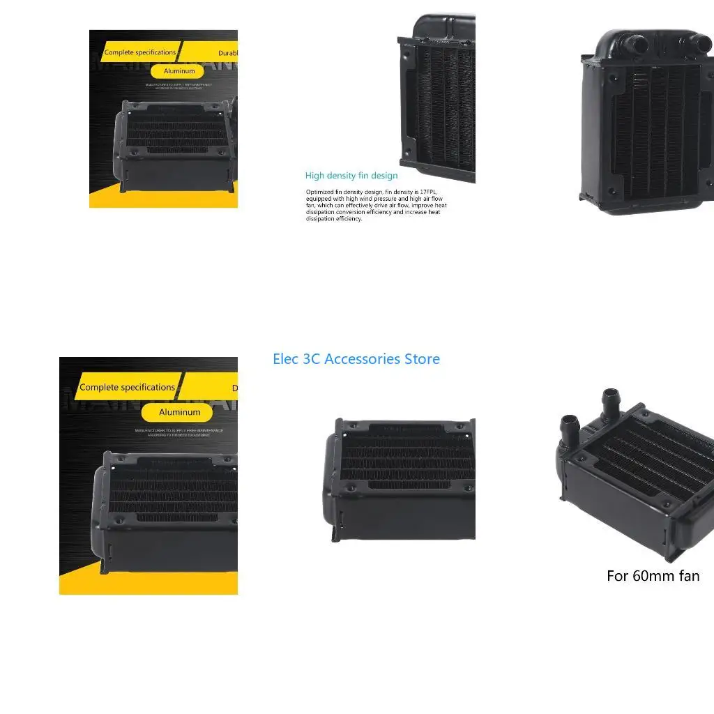 Y51A DIY Liquid Cooling System High-Density Fins 6-Row Tubes Aluminum Radiator for Computer Water Cooling System 60mm/2.36in