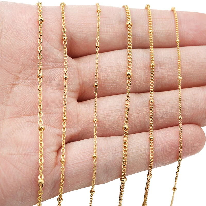2 Meters 1mm 1.5mm 2mm Stainless Steel Clip Beads Chain Ball Beaded Chain for DIY Bracelet Necklac Jewelry Making Supplies Bulk image 6