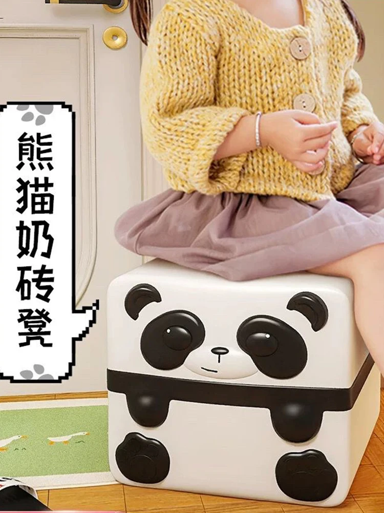 Cartoon Panda Shoes Stool Furniture Footrest Living Room Home Sofa Small Stool Seat Puffs Creative Animal Stool Decoration Ottom