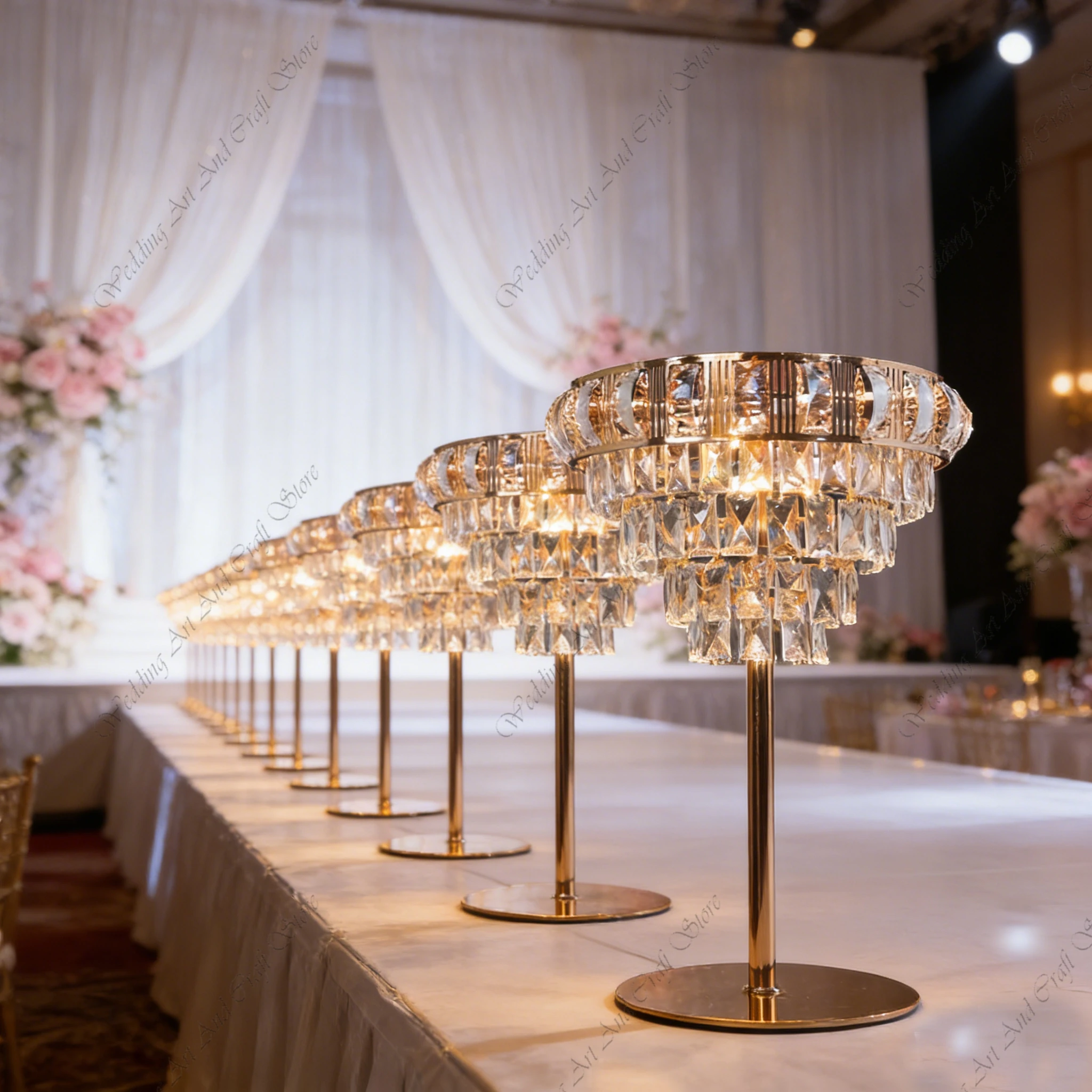 

10pcs f30 45-90cm Wedding Acrylic Centerpiece Stand Road Signs Ornament Clear Ice Strip Path Light for Banquet Stage Decor i608